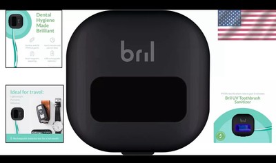 Compact Black Toothbrush Sterilizer with Wall Mount - Protective Cover Included