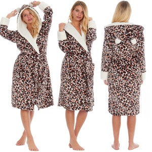 ladies leopard print dressing gown