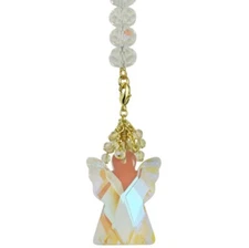 Kirks Folly  8" Faceted  Crystal  Angel Shimmer Ornament    Goldtone