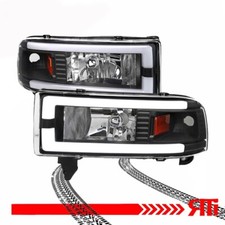Black Headlights Corner 1pc Wc Drl Outline 94-01 Dodge Ram 1500 V6 V8 Diesel Black Headlights Corner 1pc Wc Drl Outline 94-01 Dodge Ram 1500 V6 V8 Diesel
