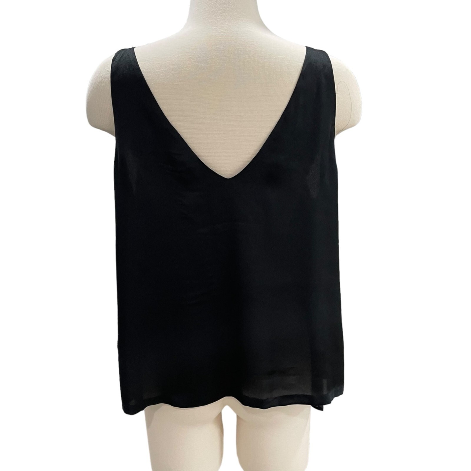 H & M Women's Black Tank Top SZ 14 Whimsygoth Lightweight Summer Elegant Silky