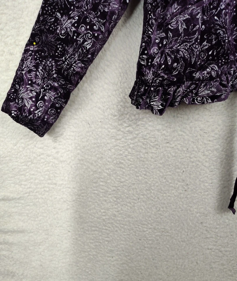 Chaqueta Bob Mackie Studio Mujer 8 Púrpura Floral Mezcla Rayón Terciopelo Vacaciones Blazer Foto 4 de 4