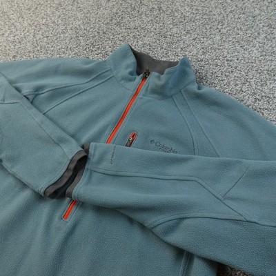 Columbia Jacket Mens L Blue Titanium Omni Heat Fleece 1/4 Zip Pullover Hiking