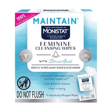 Monistat Maintain Feminine Wipes with Boric Acid for 12 Count (Pack of 1) 