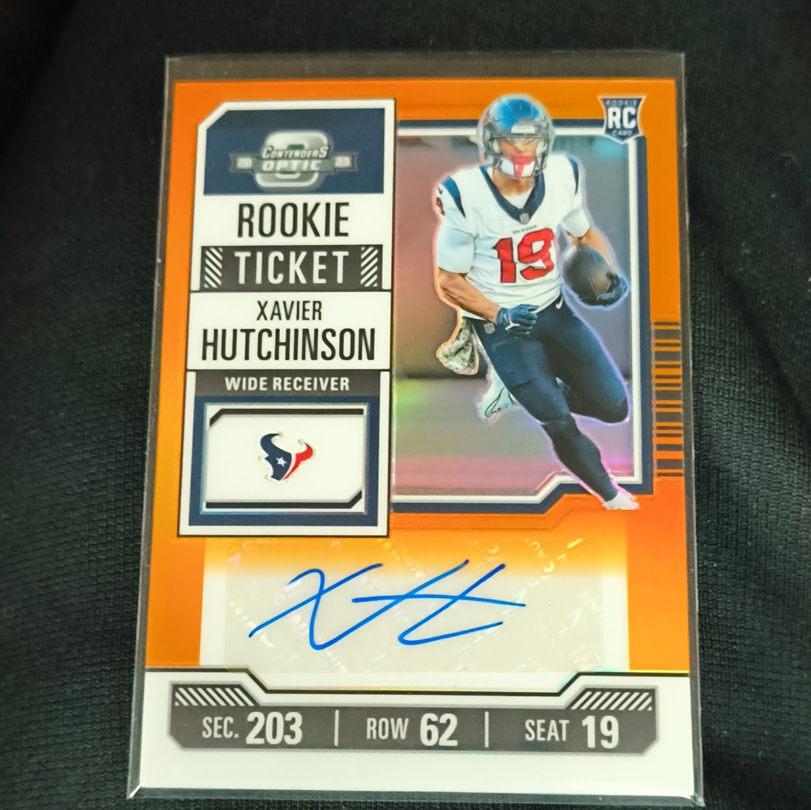 Panini 2023 Contenders Optic Xavier Hutchinson Texans RTA #206 Orange /50 Auto