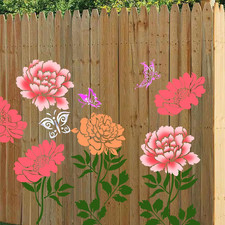 Large Fence Flower Stencils for Painting on Garden Wall Wood Floor Canvas Paper