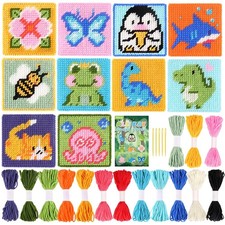 10-in-1 Cross Stitch Beginner Kit for Kids, Embroidery Kit Includes 10pcs Pla...