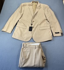 Braveman Tan Suit Classic Fit 2PC Mens Notch Lapel 44L Jacket 38W Pants PR02 New