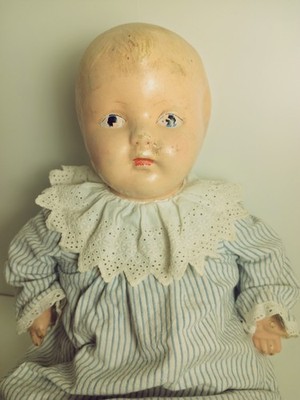 Vintage Mama Doll Baby Composition Cloth Straw Stuffed 20  Primitive Antique 