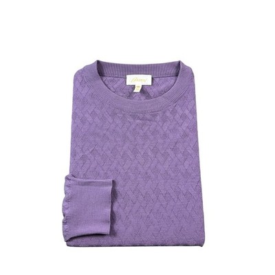 Brioni Purple Extrafine Wool Diamond Knit Crewneck Sweater Size 56 