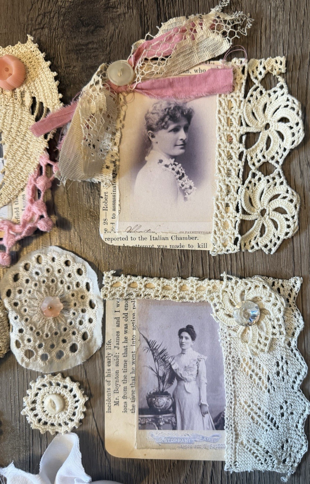 Shabby Chic JUNK JOURNAL Victorian 19 Pc Vintage Tags Embellishments