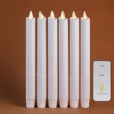 Luminara LED Flameless Flickering Battery Taper Candles Timer White Set of 2 4 6
