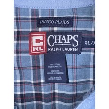 Vintage Chaps Ralph Lauren Shirt Mens XL Blue Button Down Crest Logo 90s Indigo