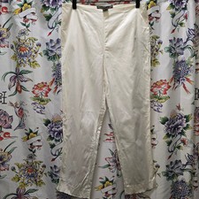 Ralph Lauren Black Label Womens White Cotton Blend Cropped Dress Pants Size 10