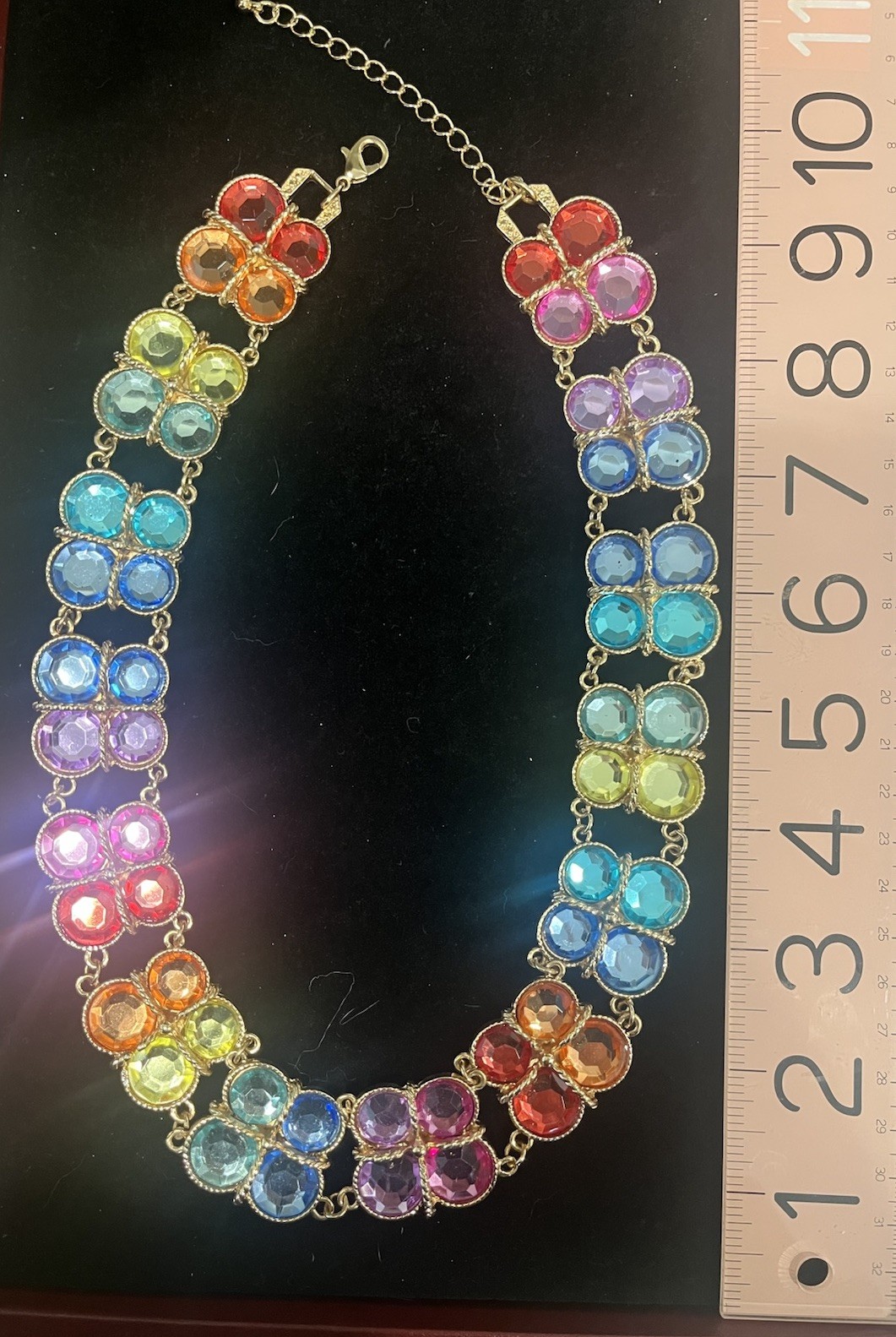 Statement Necklace Multicolor Crystal rainbow Nec… - image 1