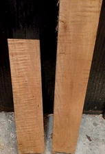2 Curly Maple Blocks 2 1/2 X 2 3/4 X 25" And 2 1/2 X 2 3/4 X 9 1/2" Kiln Dried