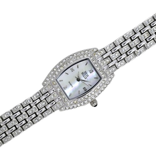 Nolan Miller Ladies Crystal Tank Watch White MOP Dial Quartz Movement - Picture 2 of 10