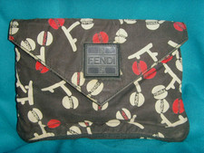 Borsa, pochette FENDI Vintage Fantasia tipo caffè In Tela cotone. Leggere bene!