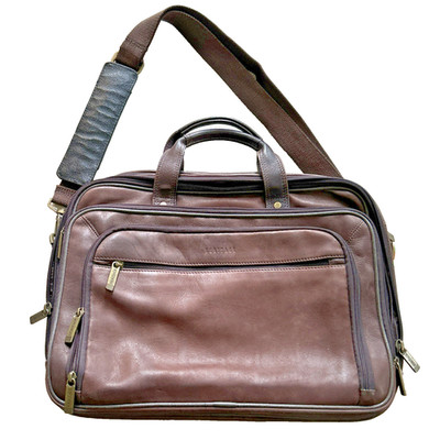 Heritage Brown Leather Briefcase EZ Scan Laptop Professional Work Bag