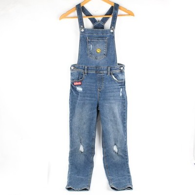 Jumping Beans Kinder Größe 12 Jeans Latzhose Regular Denim Blau Mit Patches