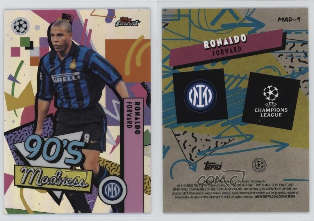2025-26 Topps Finest UEFA Club Competitions 90's Madness Ronaldo #MAD-9 view 3