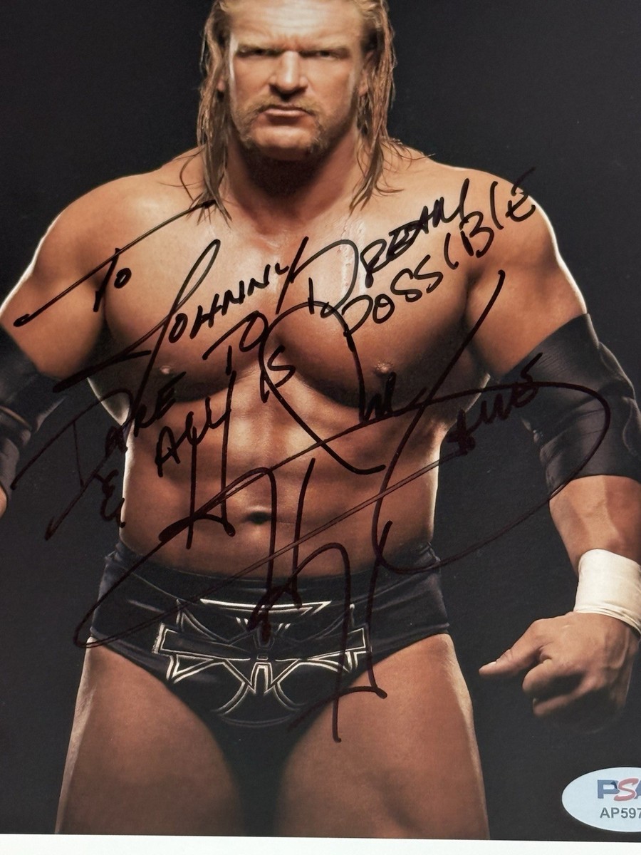 WWE TRIPLE H P-1037 SIGNED 8X10 ORIGINAL PROMO PHOTO INSCRIBED