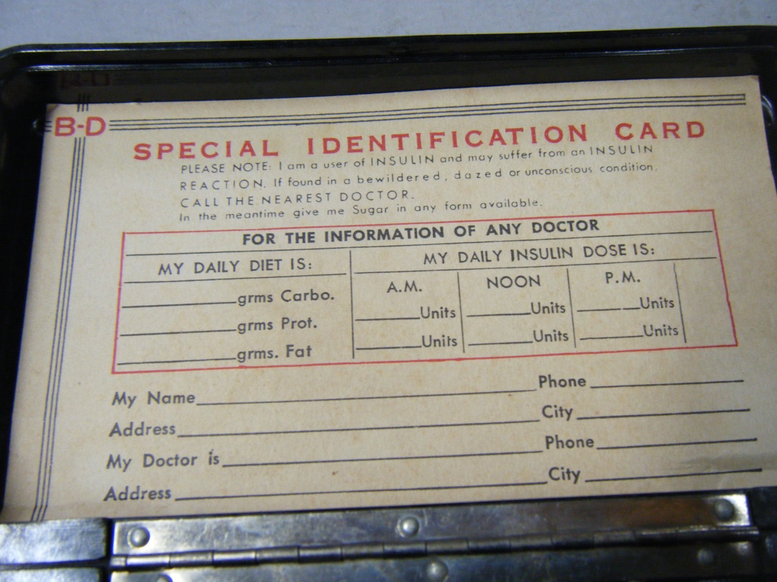 Vintage B-D Insulin Kit