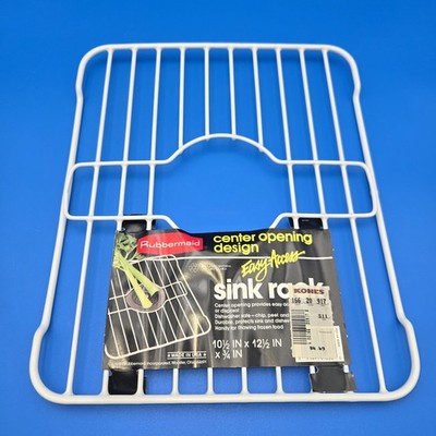 Vintage Rubbermaid Coated Wire, WHITE SINK RACK CENTER DRAIN HOLE