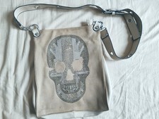 Sac bandoulière PU tête de mort en strass 