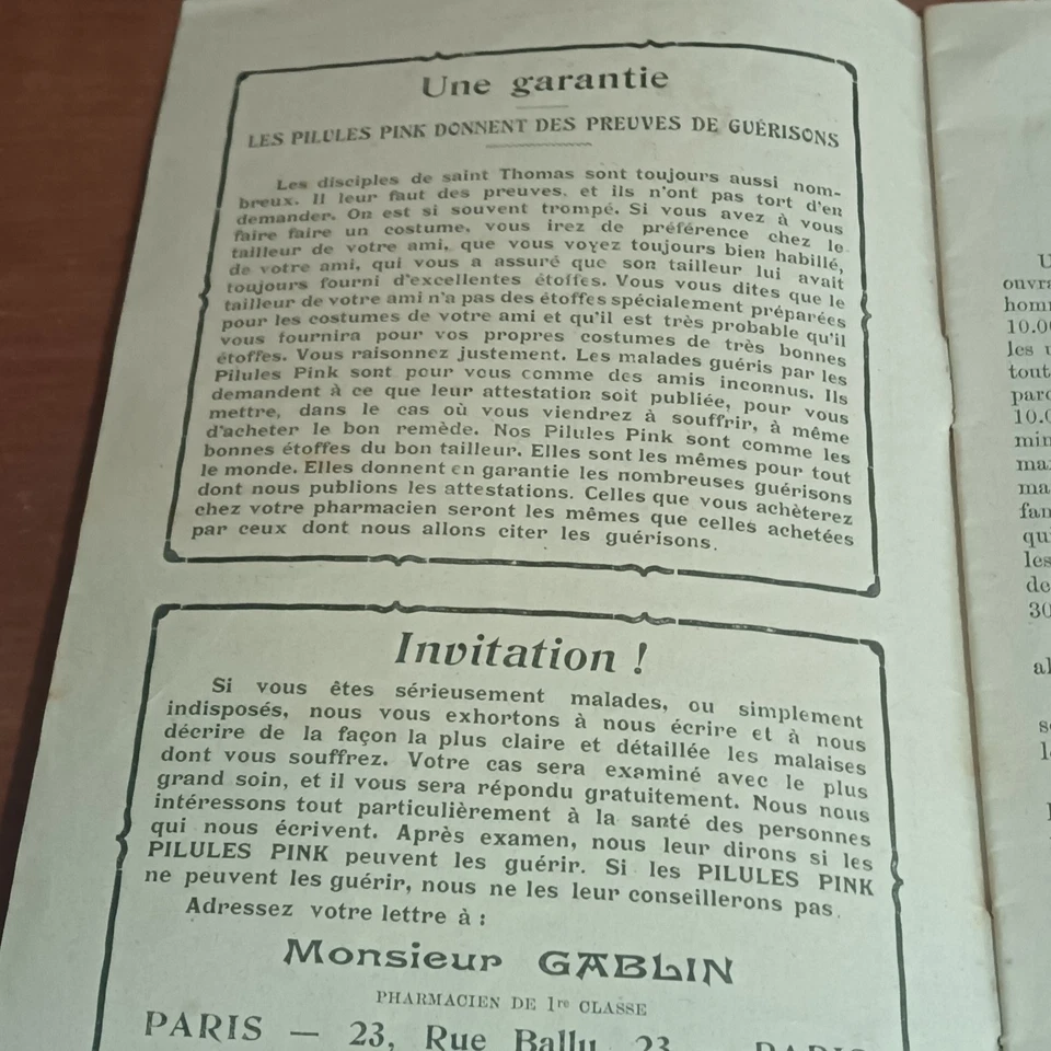 Almanach Pink 1910, publicité Pilules Pink, Belle Époque, illustration ancienne - Photo 3/4