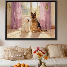 Bichon Frise Dog Oil Painting Canvas Print Living Room Wall Art Dog Lovers Decor
