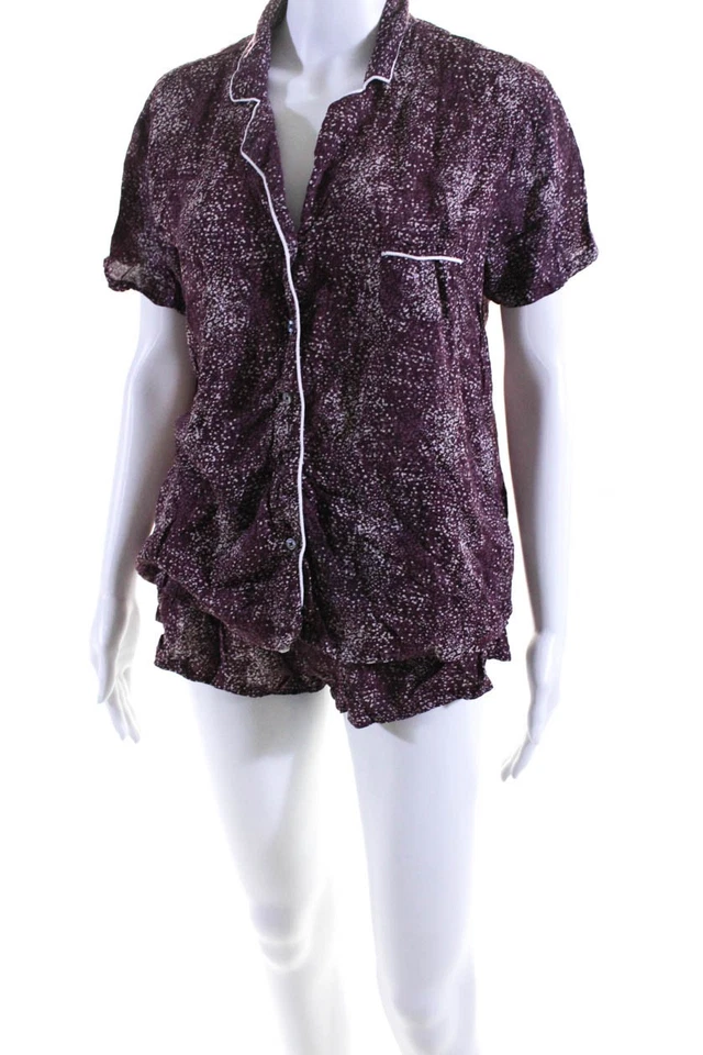 Splendid Women's Collared Short Sleeves Spotted Dot Button Up Shirt Size S Lot 2 - Image 2 of 4