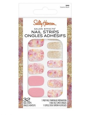 New SALLY HANSEN Salon Effects 32 Nail Strips Cosmic Blush Peel Apply File