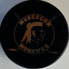 MUSKEGON MOHAWKS IHL OFFICIAL GAME HOCKEY PUCK - CZECHOSLOVAKIA