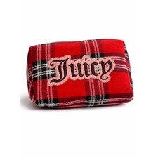 Juicy Couture Red Plaid Wool Logo Cosmetic Po...