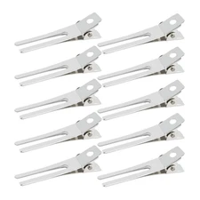 50pcs Hairdressing Double Prong Curl Clips,  1.8" Setting Section Hair Clips Met