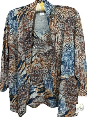 Alfred Dunner Top M New Stretch Knit Layered 2-fer Shirt Women's Medium NWT