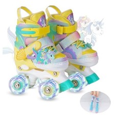 Girls Roller Skates for Kids Ages 3-12 Medium-Little Kids Yellow-Green