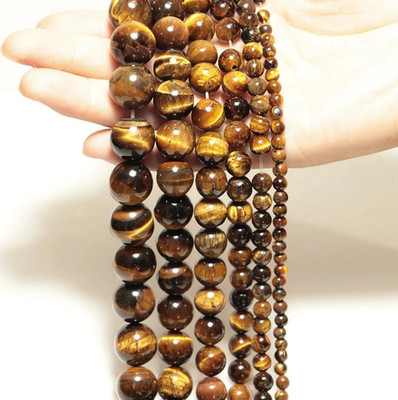 Tiger Eye Stone Beads Round Natural Brown Jewelry Making 4 14mm - NEW