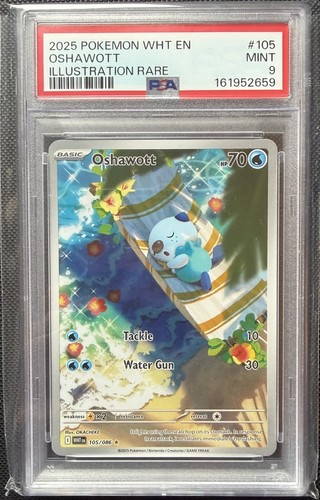 2025 Pokemon Oshawott 105/086 White Flare Illustration Rare PSA 9 Mint
