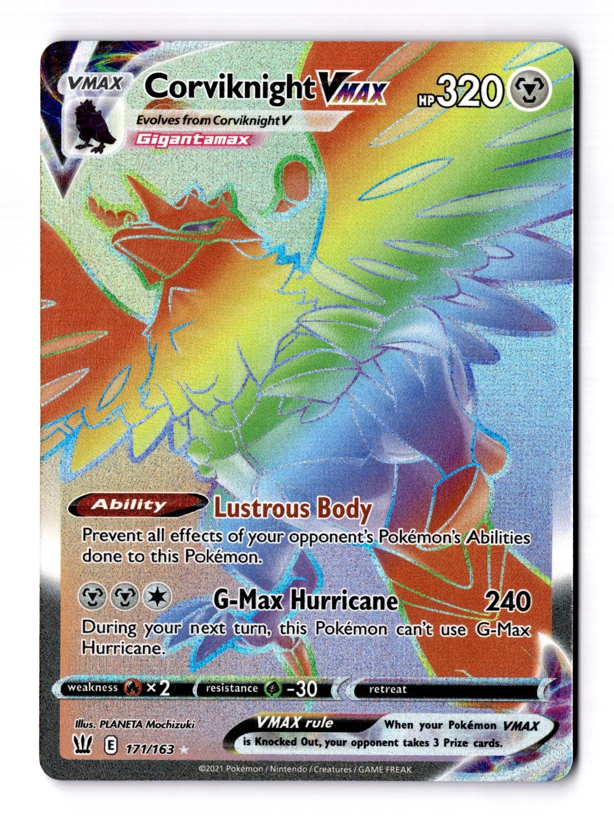 Corviknight VMAX 171/163 Rainbow Rare Battle Styles Pokemon Holo Near Mint