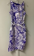 Nine West Women’s Dress Size 10 Blue Belted Sleeveless Zip Back Pockets