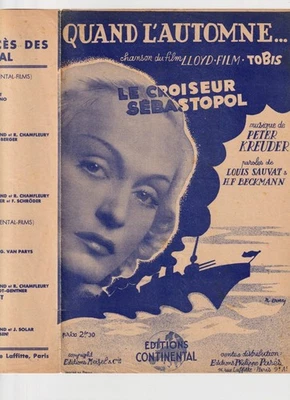 FILM CUIRASSÉ SÉBASTOPOL CAMILLA HORN PARTITION QUAND L'AUTOMNE KREUDER 1936 - Photo 1/2