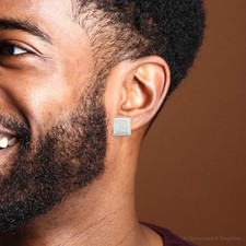 Large Diamond Stud Earrings 0.25ctw Sterling Silver for Men