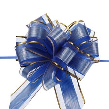 20 PCS 7 Inch Blue Organza Ribbon Large Pull Bows Gift Wrapping Basket Box