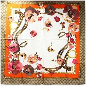 Gucci Authentique Foulard Carré 86,0 cm Mode Femme Motif Fleur Multicolore
