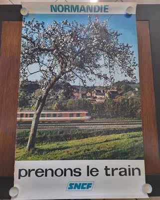 Affiche SNCF 1974 Prenons le train Normandie 62 x 100 cm - Photo 1/4