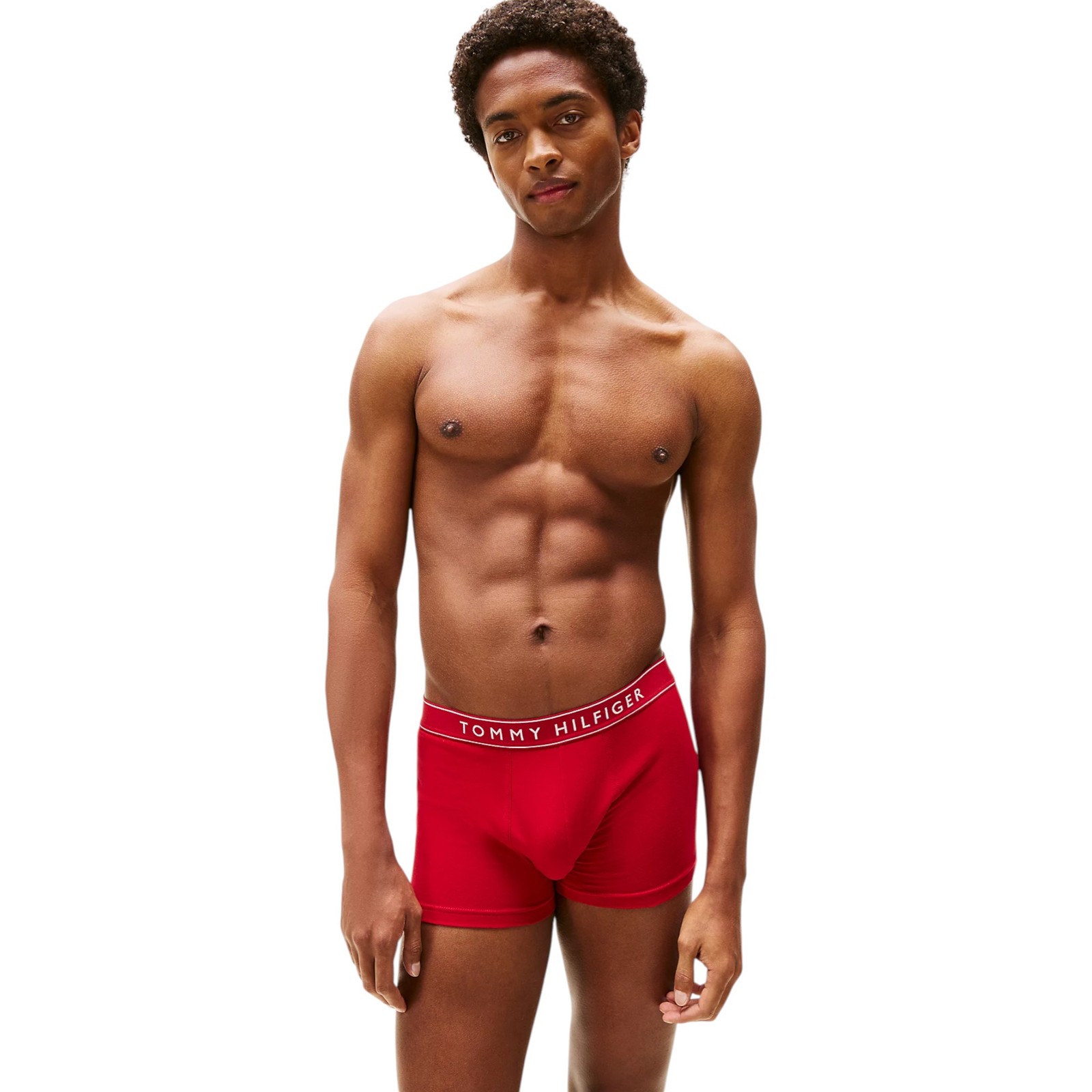 6 x Tommy Hilfiger Mens Essential Trunks White/ Navy/ Red Underwear image 3