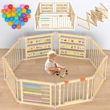 Toddler Wood Playpen Gate Abacus Board