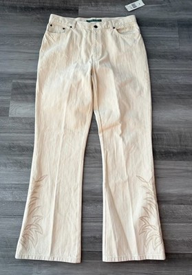 Lauren Jeans Company Western Bedford Ivory Jeans Size 12 New Embroidered Equest